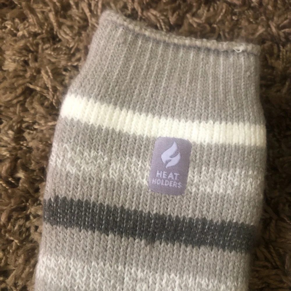 2 pairs heat holders socks Cozy Striped Thermal Socks - Gray and Navy